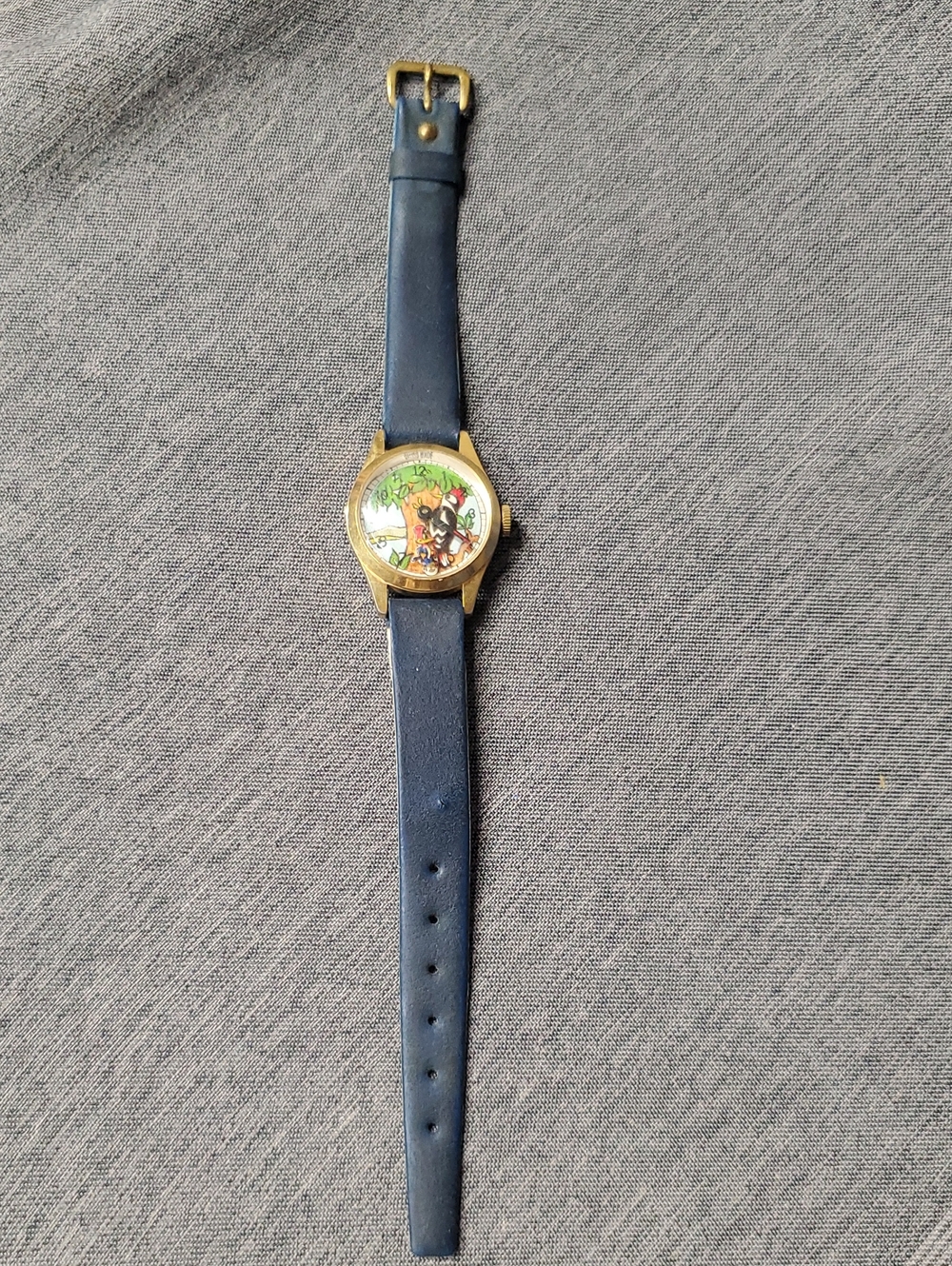 Vintage Woody Woodpecker Goldtone Blue Mechanical Swiss Watch - Untested